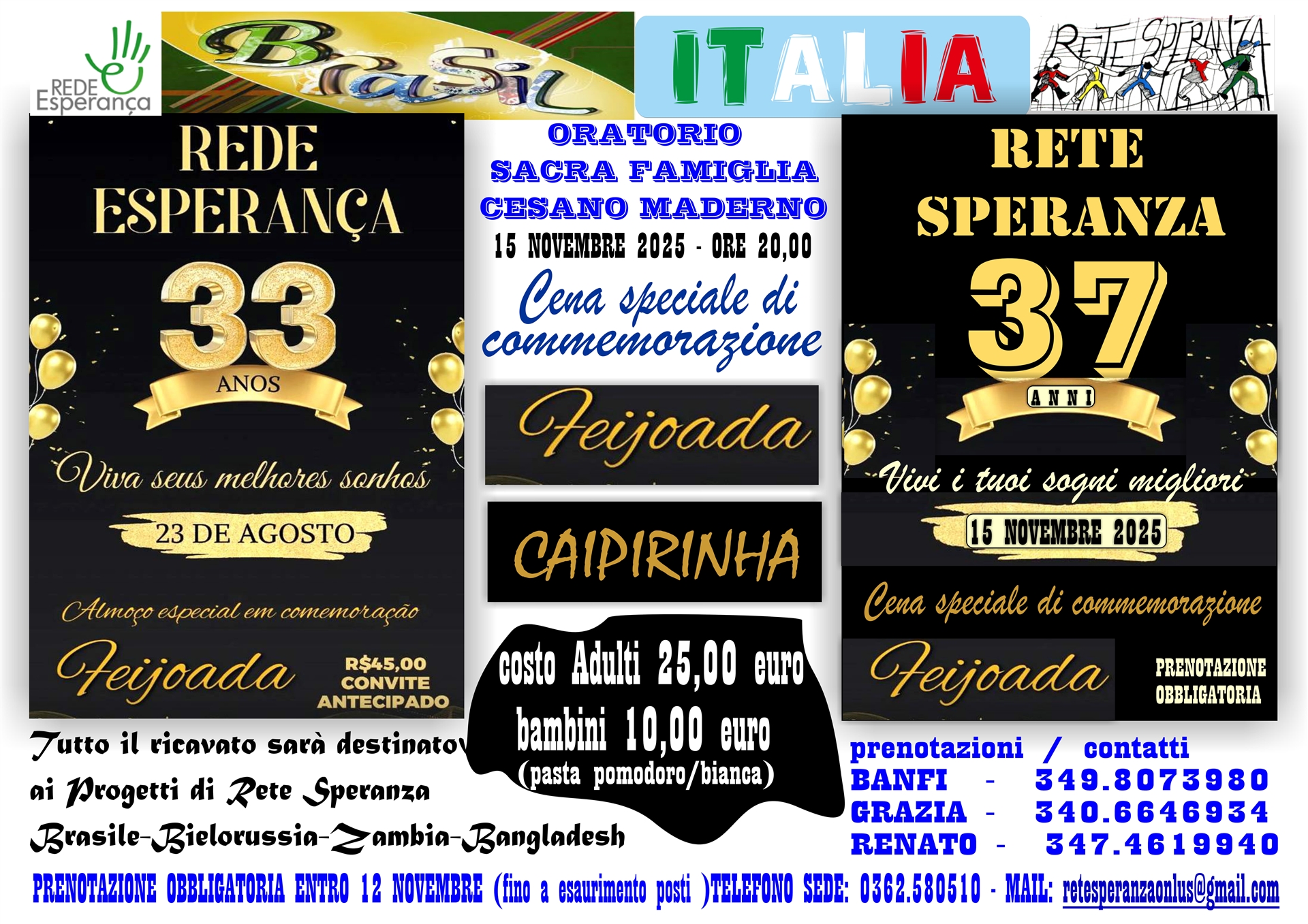SABATO 15 NOVEMBRE FEIJOADA E CAIPIRINHA  A CESANO MADERNO