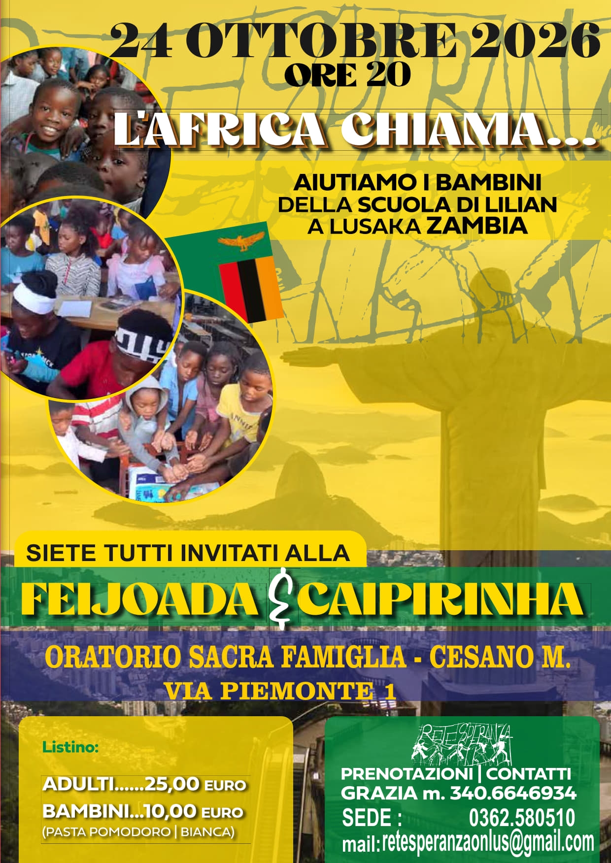 FEIJOADA BRASILEIRA E CAIPIRINHA PRESSO ORATORIO SACRA FAMIGLIA CESANO MADERNO